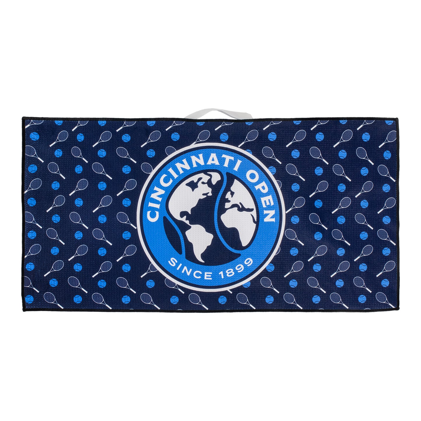 Dynamic Cincinnati Open Ultimate Microfiber Racket Pattern Towel in Navy - Front View