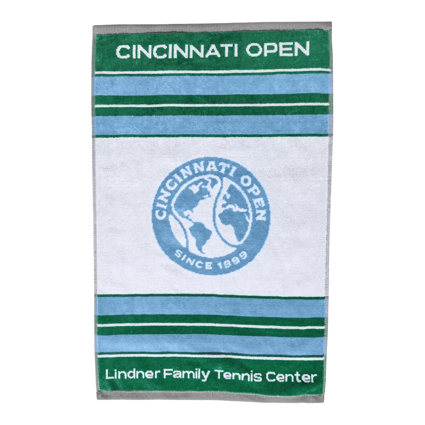 Dynamic Cincinnati Open Woven 16" x 26" Stripes Design Towel in Green and Light Blue - Front