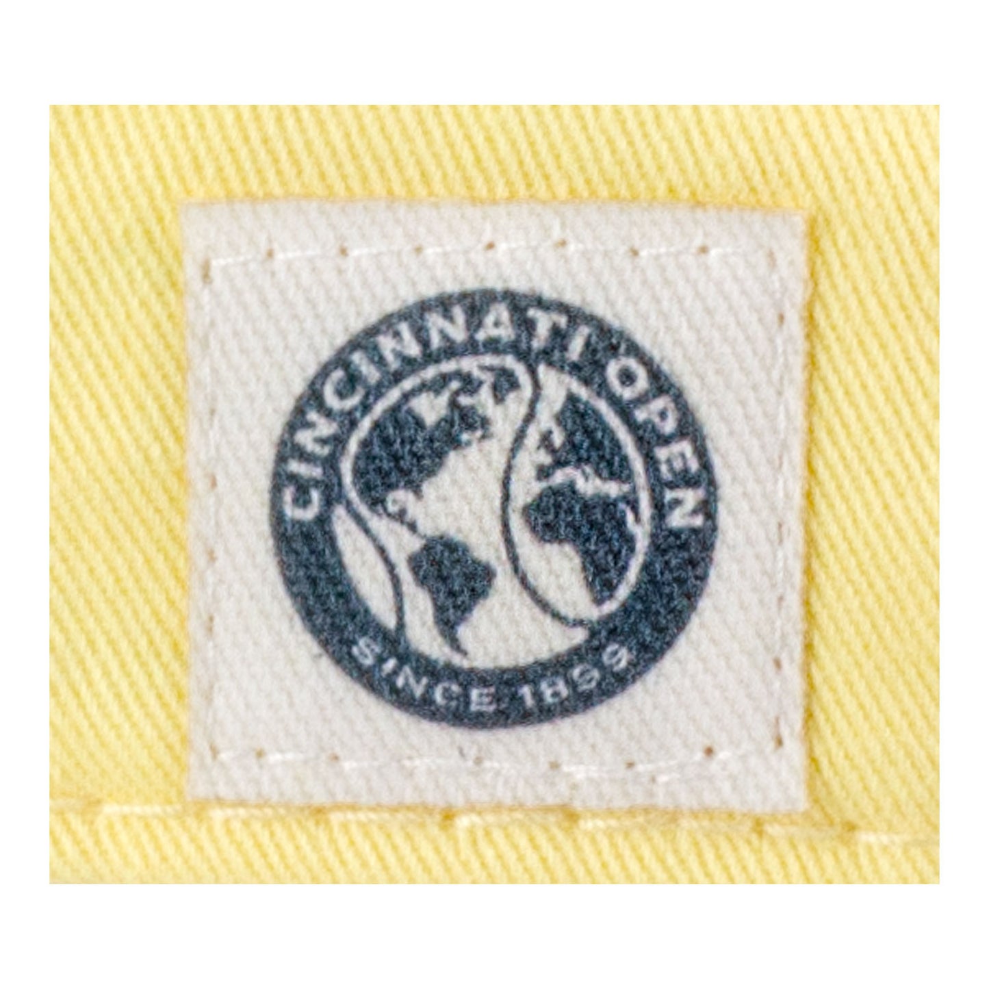 Legacy Cincinnati Open Women's EZA Relaxed Twill Hat in Lemon Yellow - Logo Close Up