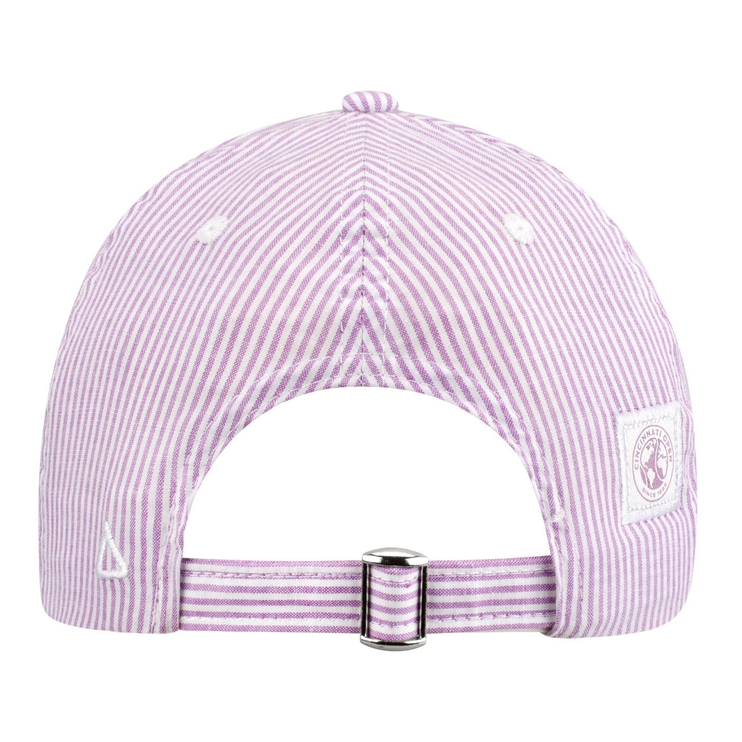 Ahead Cincinnati Open Women's Oxford Striped Twill Hat in Purple and White - Back