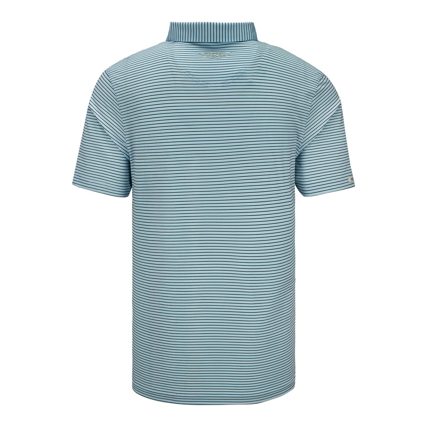 Straight Down Cincinnati Open Channel Stripe Polo in Nantucket Blue - Back View