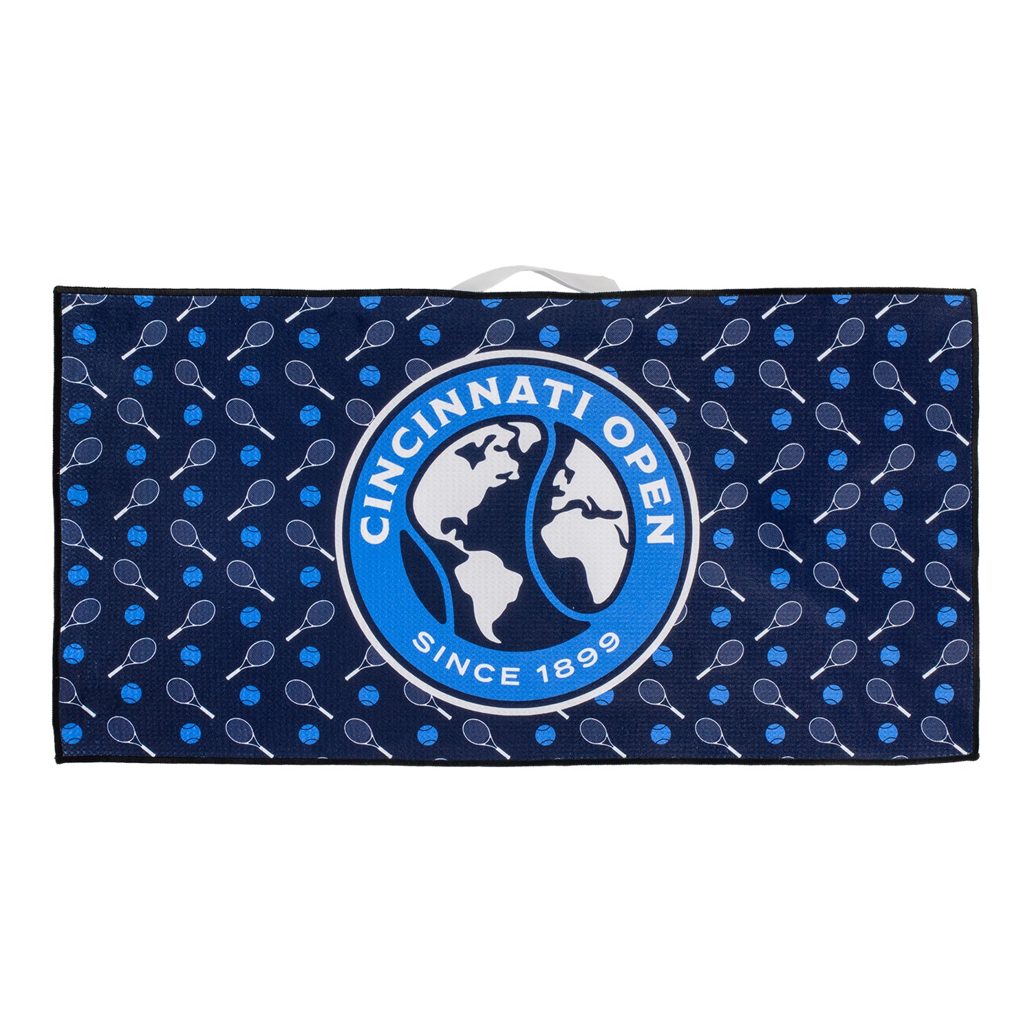Dynamic Cincinnati Open Ultimate Microfiber Racket Pattern Towel in Navy - Front View