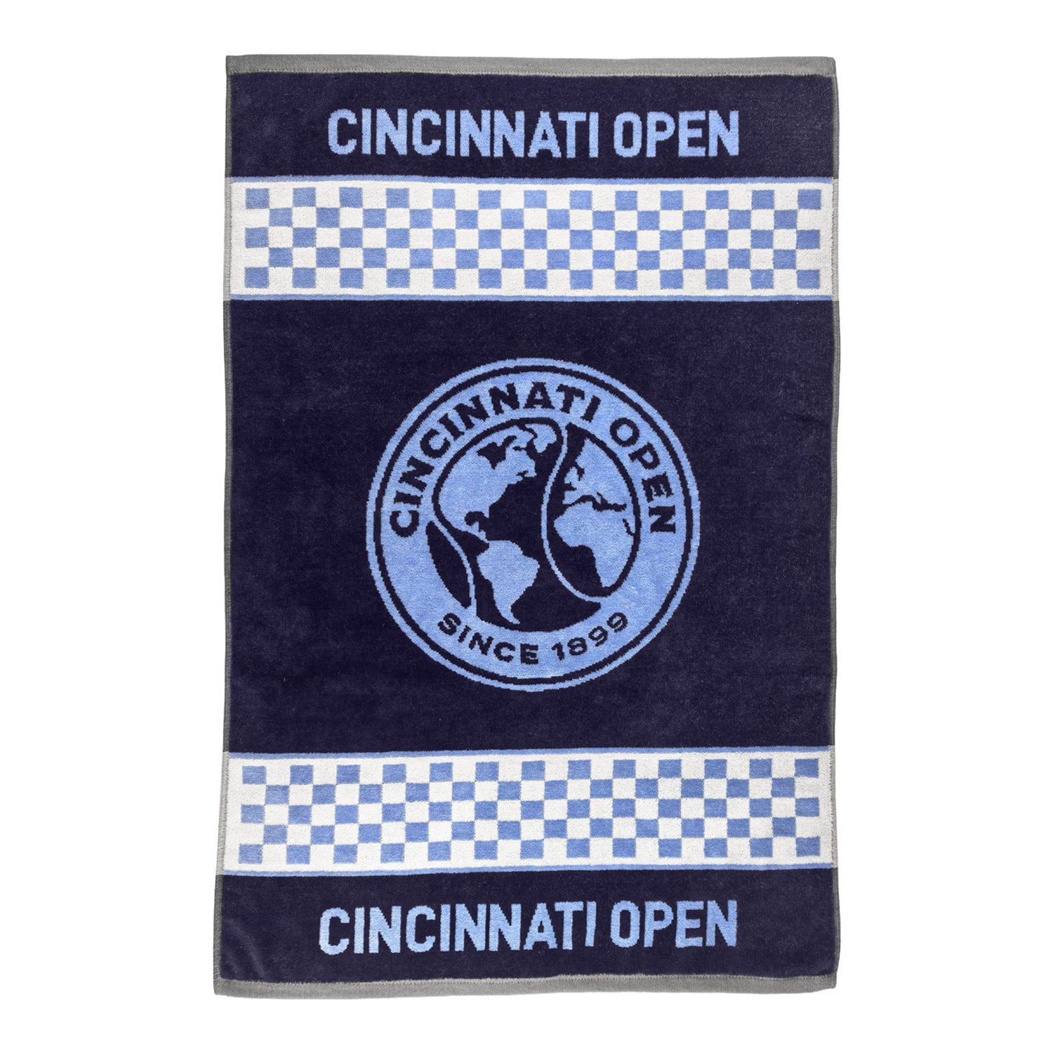 Dynamic Cincinnati Open Official Woven 16" x 26" Player Towel in Light Blue and Navy - Front