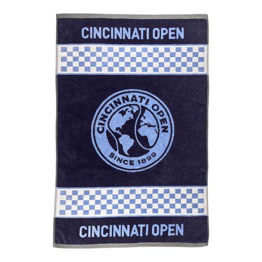 Dynamic Cincinnati Open Official Woven 16" x 26" Player Towel in Light Blue and Navy - Front