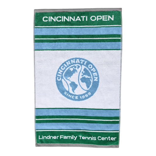 Dynamic Cincinnati Open Woven 16" x  26" Stripes Design Towel in Green and Light Blue - Front