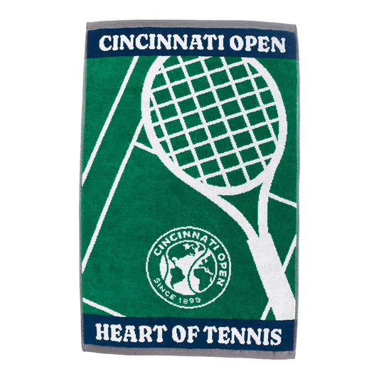 Dynamic Cincinnati Open Woven 16" x  26" Court Design Towel in Green and Black - Front