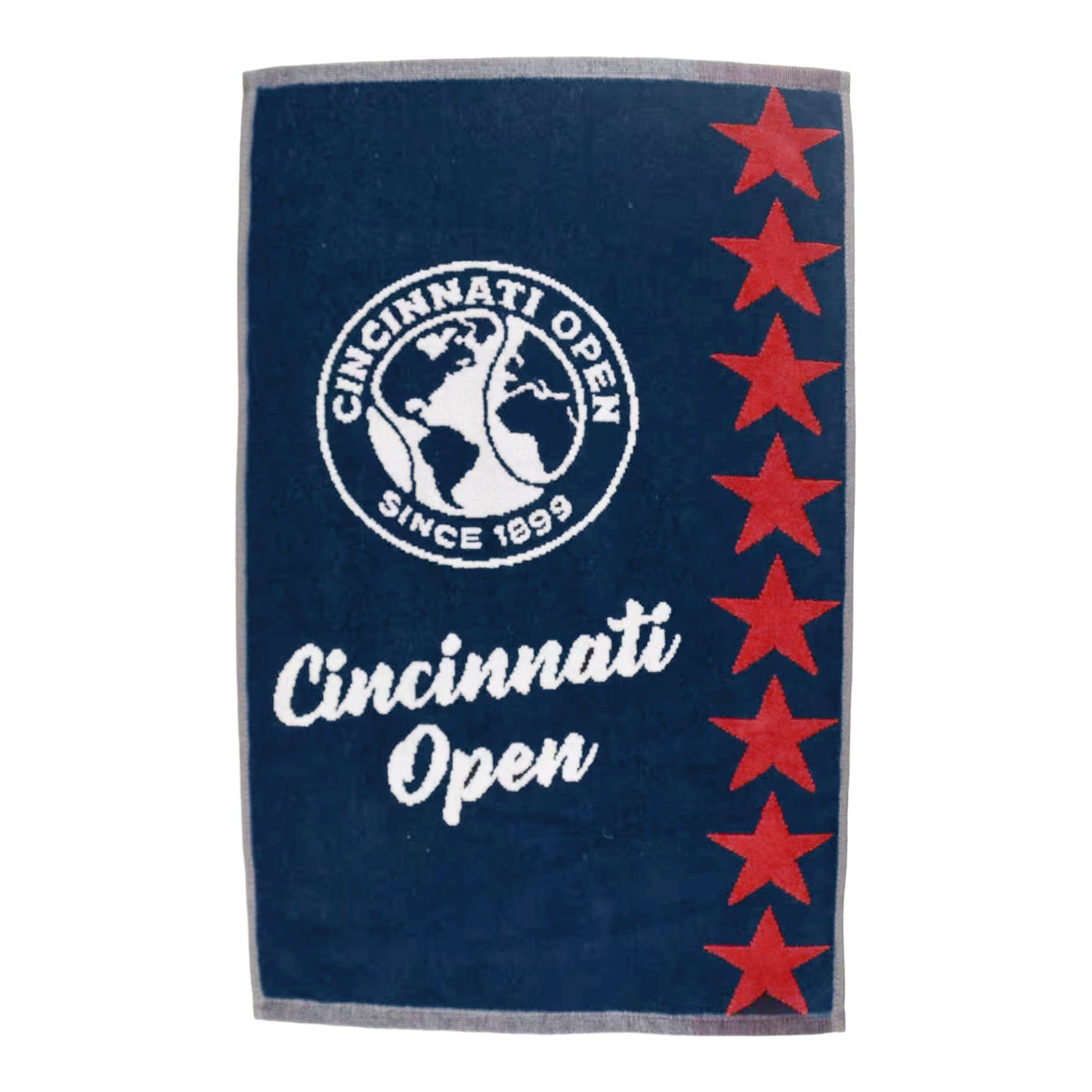 Dynamic Cincinnati Open Woven 16" x  26" Stars Design Towel in Navy and Red - Front