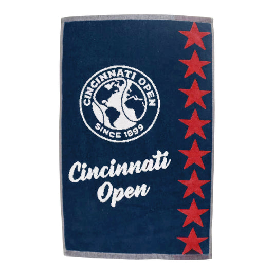 Dynamic Cincinnati Open Woven 16" x  26" Stars Design Towel in Navy and Red - Front