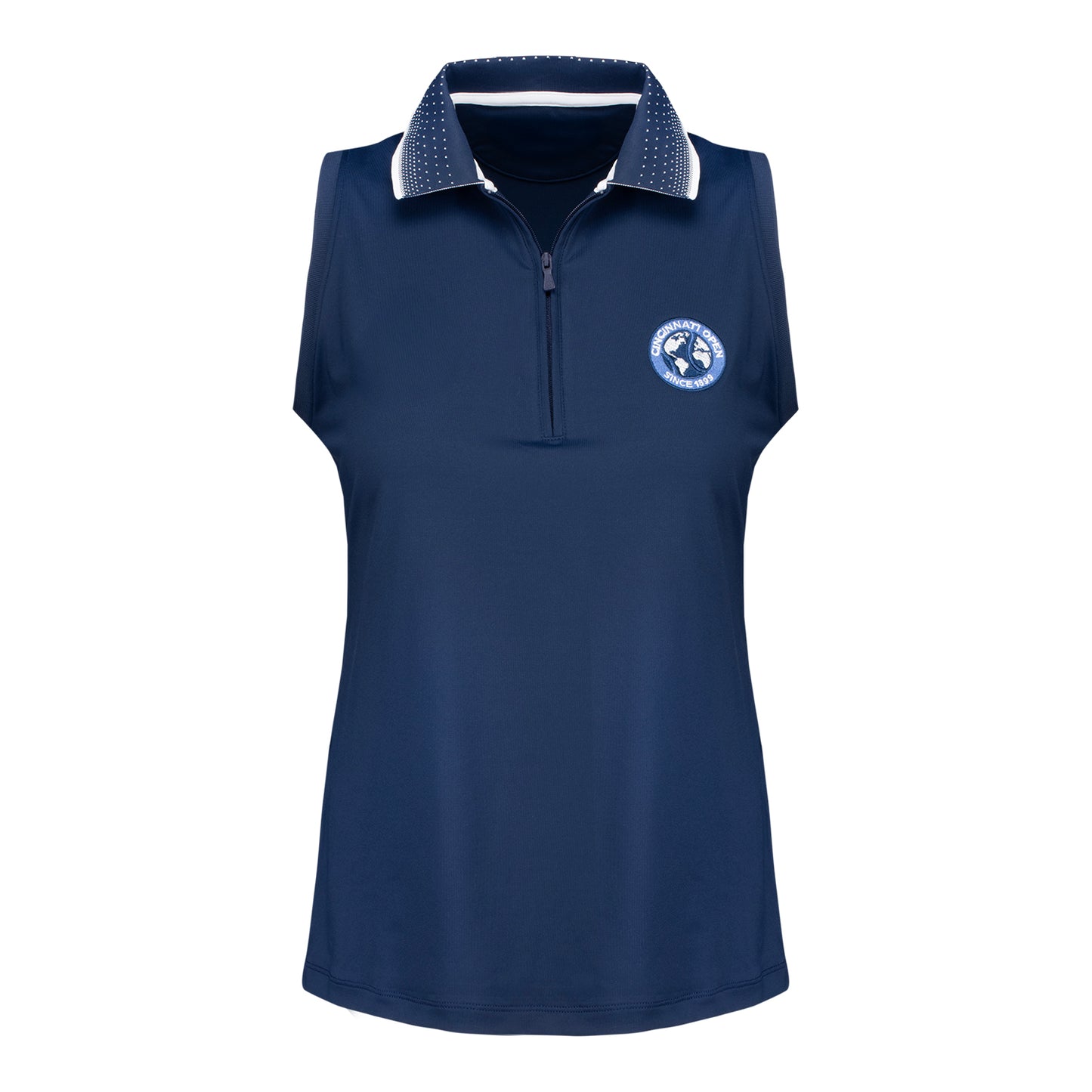 Peter Millar 2026 Cincinnati Open Women's Chrissie Sleeveless Zip Polo in Navy - Front View