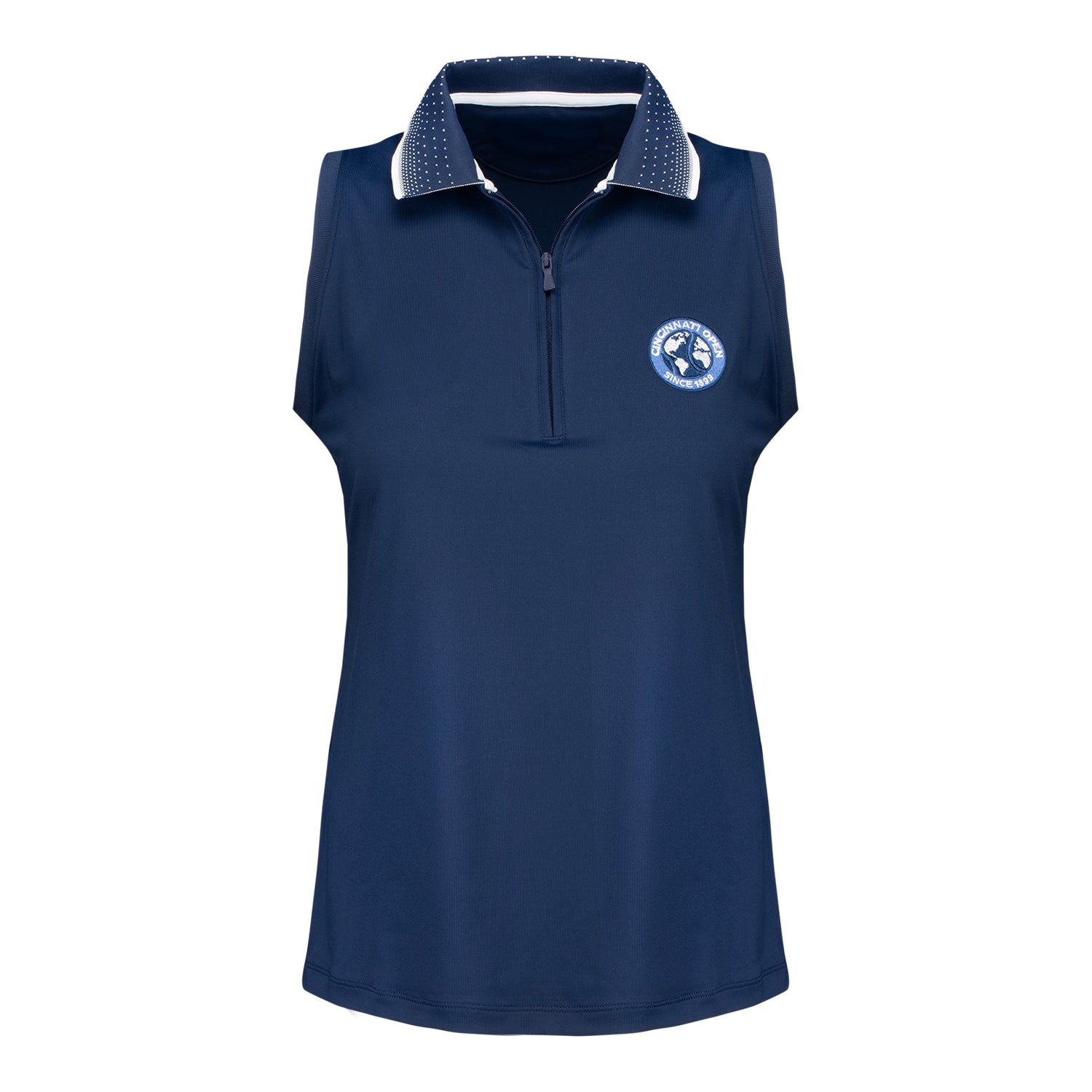 Peter Millar 2026 Cincinnati Open Women's Chrissie Sleeveless Zip Polo in Navy - Front View