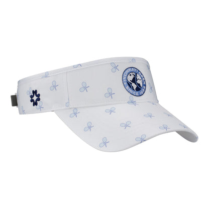 Vimhue Cincinnati Open Ladies Crossed Racket Visor in White and Navy - Front Right View