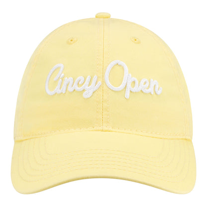 Legacy Cincinnati Open  Women's EZA Relaxed Twill Hat in Lemon Yellow - Front View