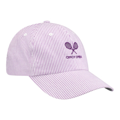 Ahead Cincinnati Open Women's Oxford Striped Twill Hat in Purple and White - Front Right