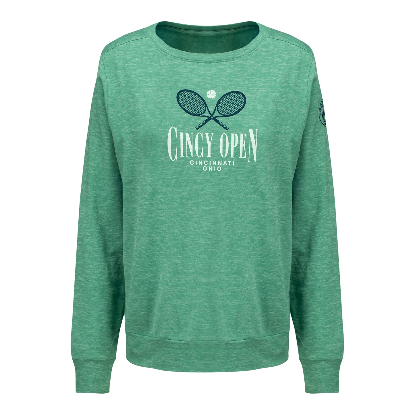 Gear for Sports Cincinnati Open Women's Vintage Zurry Crew in Green Clay - Front View