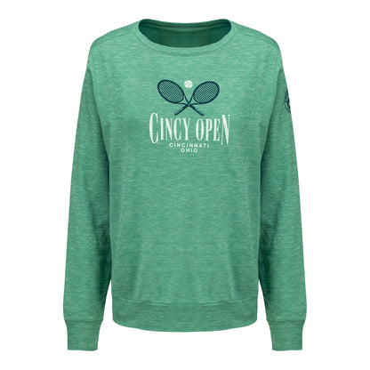 Gear for Sports Cincinnati Open Women's Vintage Zurry Crew in Green Clay - Front View
