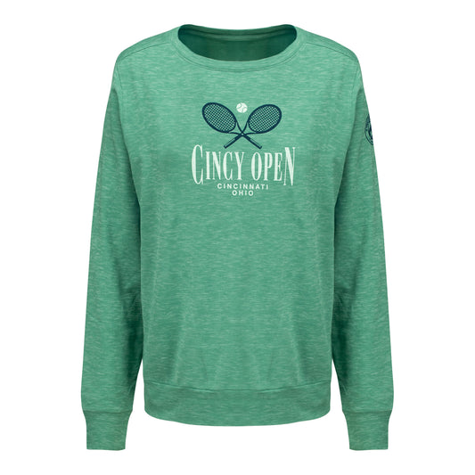 Gear for Sports Cincinnati Open Women's Vintage Zurry Crew in Green Clay - Front View