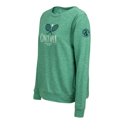 Gear for Sports Cincinnati Open Women's Vintage Zurry Crew in Green Clay - Left Side