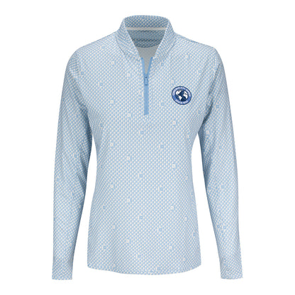 Peter Millar 2026 Cincinnati Open Women's Shadebreak Lightweight Sun Shirt Quarter Zip in Cottage Blue - Front