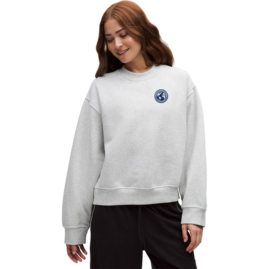 lululemon Cincinnati Open Women's Steady State Crew in Heathered Core Light Grey - Front Modeled