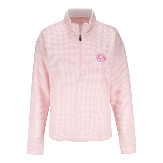 Straight Down Cincinnati Open Women's Opal Quarter Zip in Soft Pink - Front