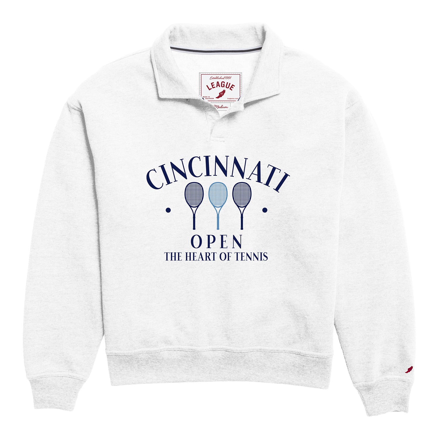 Legacy Cincinnati Open Women's Victory Springs Collar Sweatshirt in Heather Varsity White - Front