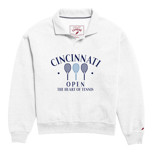 Legacy Cincinnati Open Women's Victory Springs Collar Sweatshirt in Heather Varsity White - Front