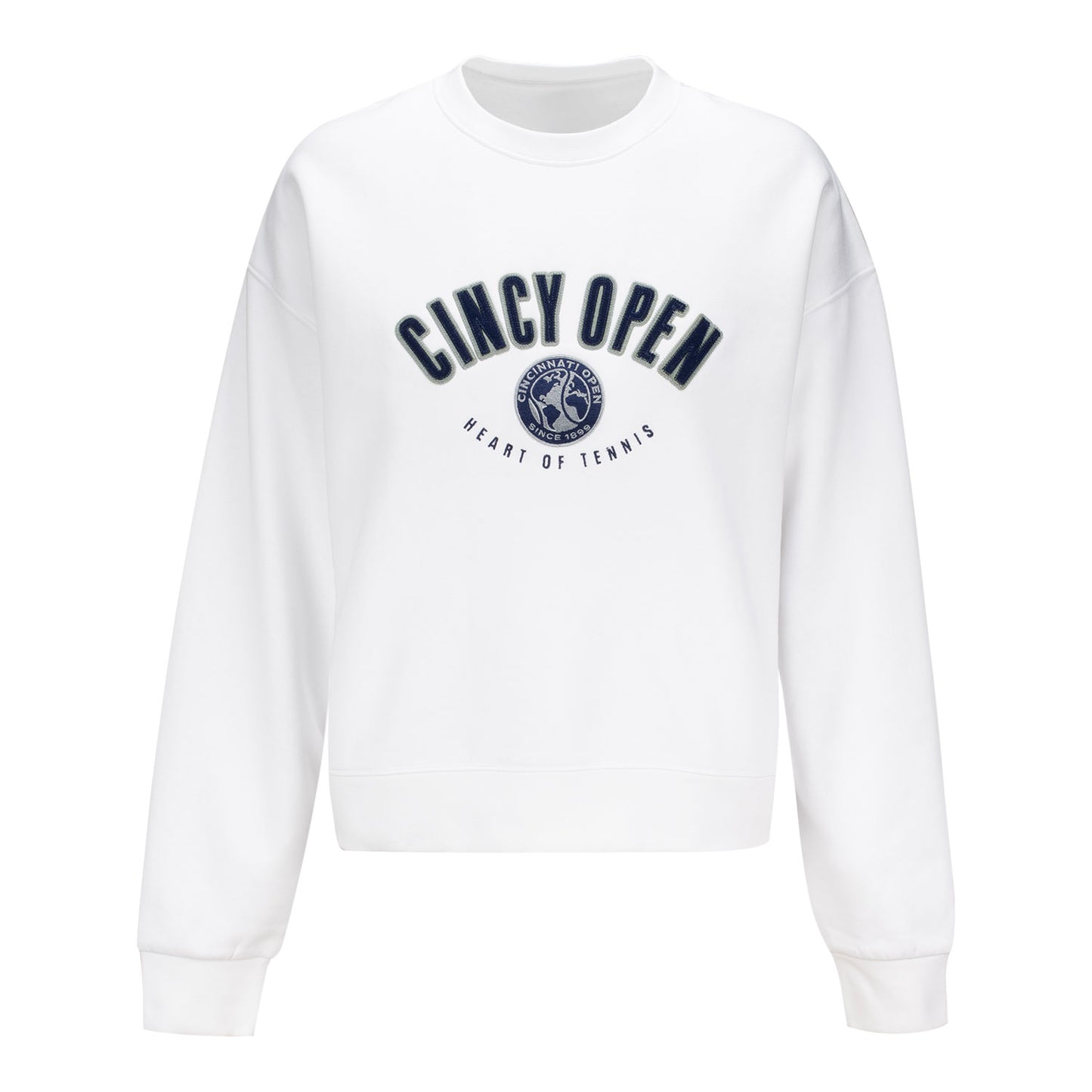 Under Armour Cincinnati Open Women's Icon Fleece Crewneck Sweatshirt in White - Front