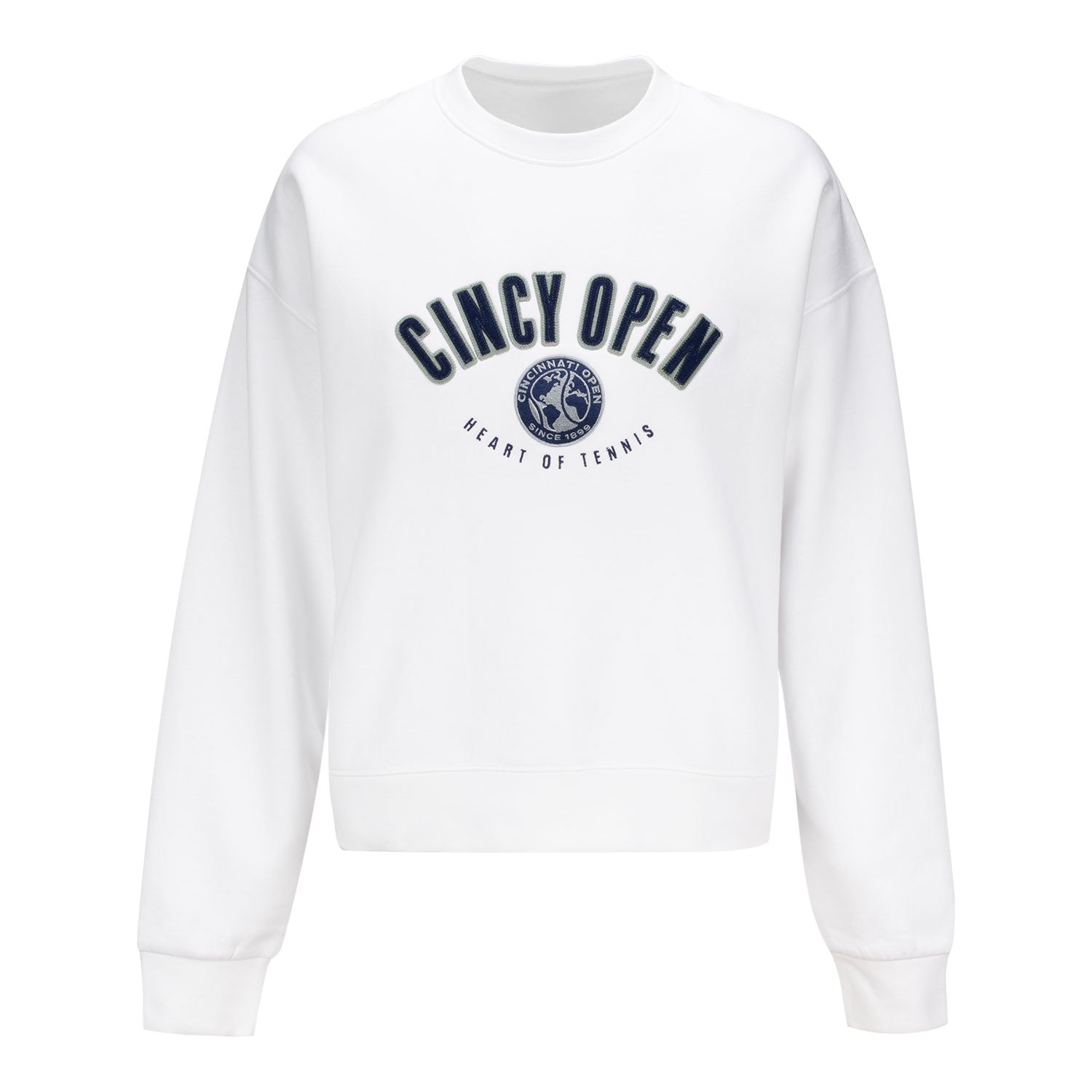 Under Armour Cincinnati Open Women's Icon Fleece Crewneck Sweatshirt in White - Front