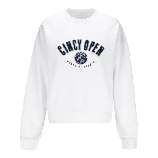 Under Armour Cincinnati Open Women's Icon Fleece Crewneck Sweatshirt in White - Front