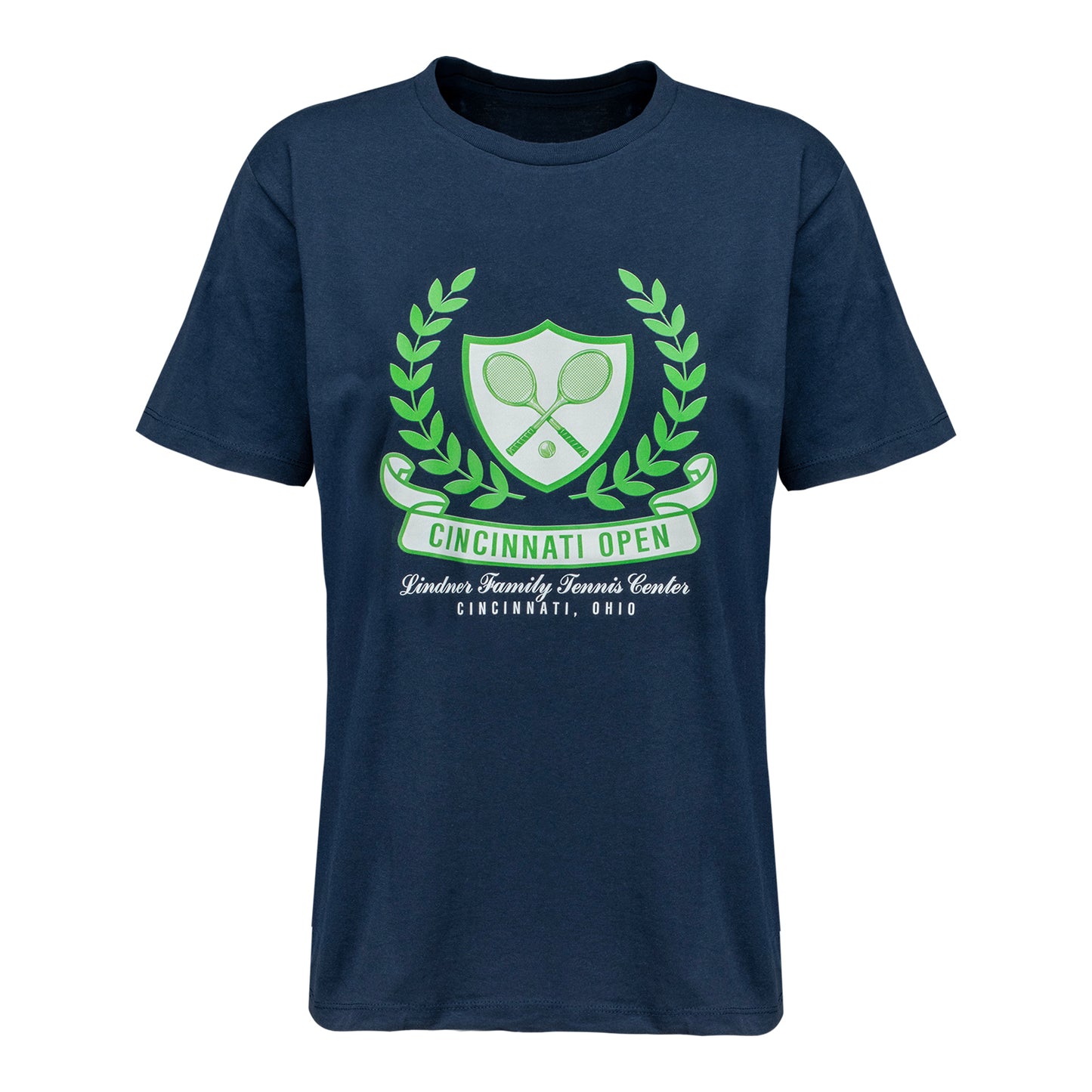 Ahead Cincinnati Open Women's Shield Graphic T-Shirt in Navy - Front View