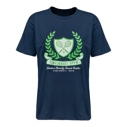 Ahead Cincinnati Open Women's Shield Graphic T-Shirt in Navy - Front View