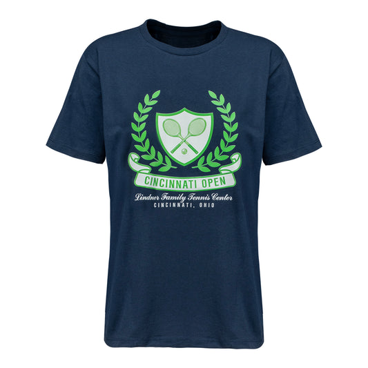 Ahead Cincinnati Open Women's Shield Graphic T-Shirt in Navy - Front View
