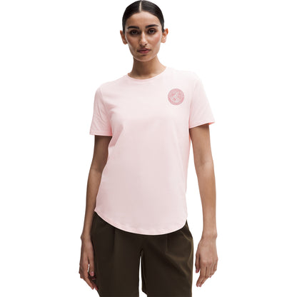lululemon Cincinnati Open Women's Love Crewneck T-Shirt in Pink Pearl - Front Modeled
