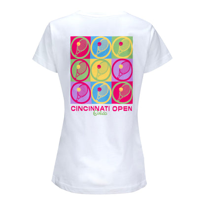 Ahead Cincinnati Open Women's Vista T-Shirt in White - Back View