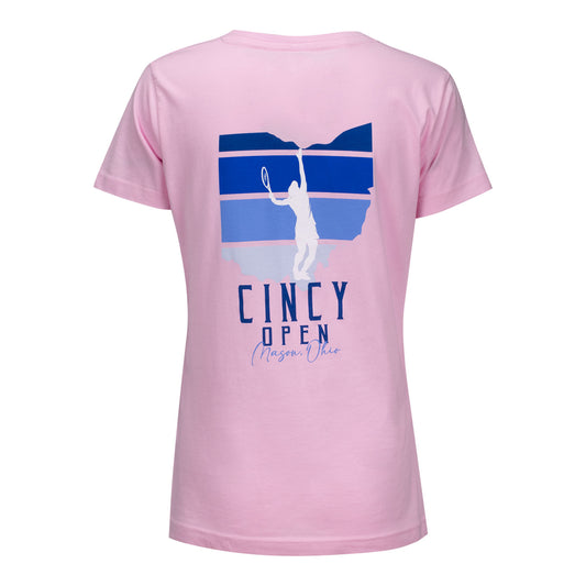 Ahead Cincinnati Open Women's Vista T-Shirt in Pink - Back View