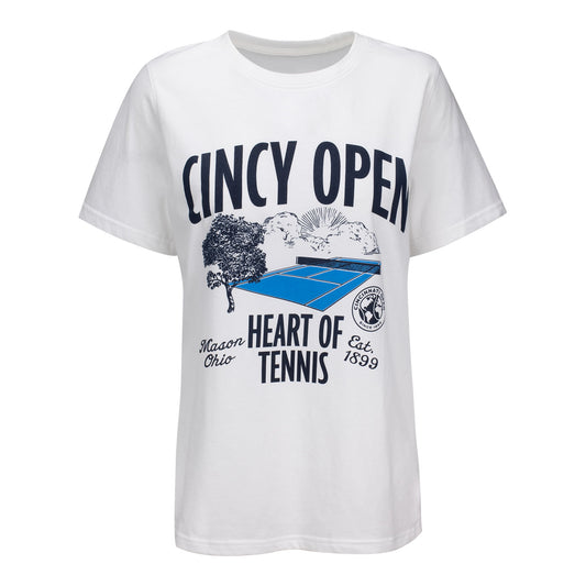 Under Armour Cincinnati Open Women's Ayla Cotton Court T-Shirt in White - Front View