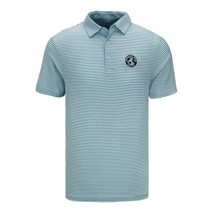 Straight Down Cincinnati Open Channel Stripe Polo in Nantucket Blue - Front View