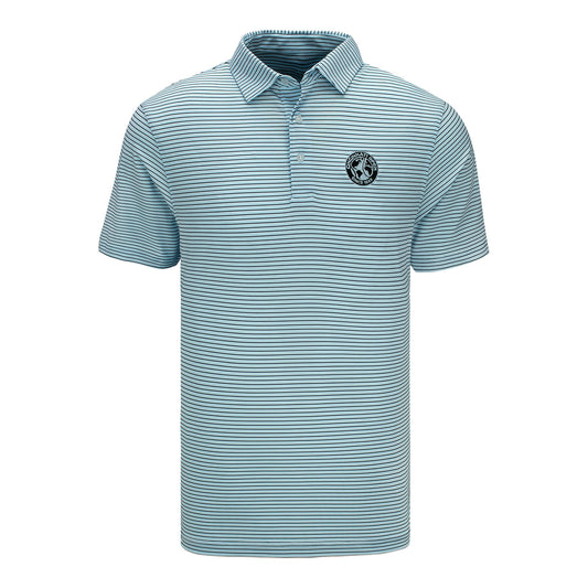 Straight Down Cincinnati Open Channel Stripe Polo in Nantucket Blue - Front View