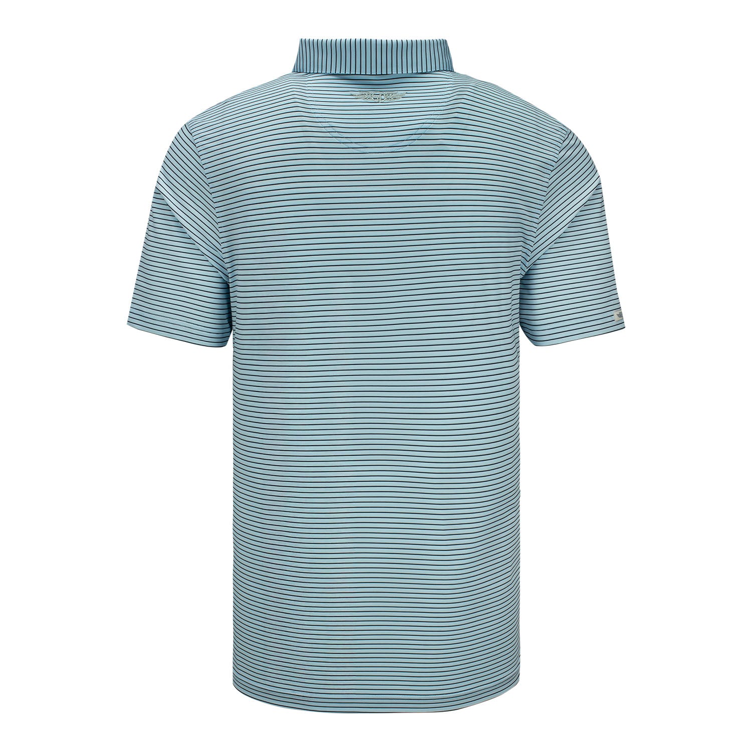 Straight Down Cincinnati Open Channel Stripe Polo in Nantucket Blue - Back View