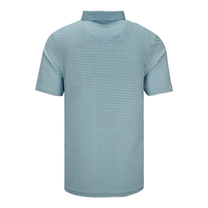 Straight Down Cincinnati Open Channel Stripe Polo in Nantucket Blue - Back View