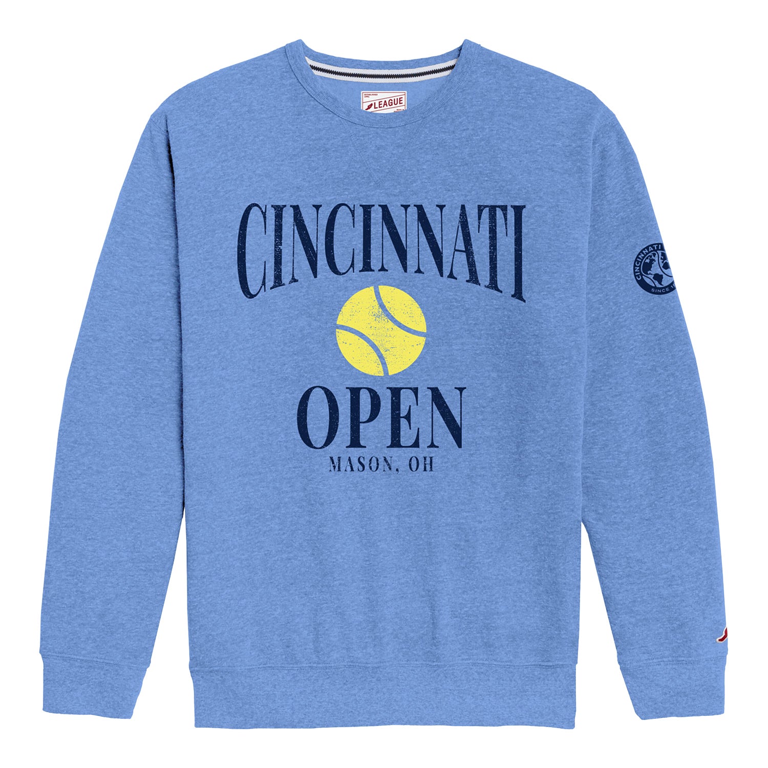 Legacy Cincinnati Open Heritage Classic Crew in Heather Liberty Blue - Front