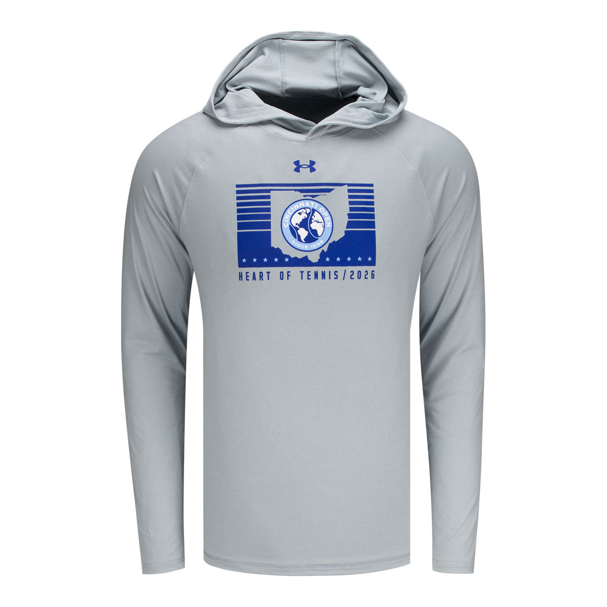 Under Armour Cincinnati Open Motion Tech Hooded Long Sleeve in Grey - Front