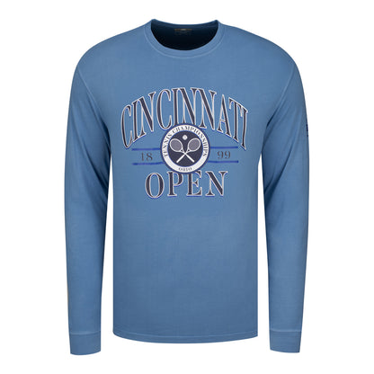 Ahead Cincinnati Open Long Sleeve T-Shirt in Blue Jean - Front View