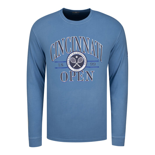 Ahead Cincinnati Open Long Sleeve T-Shirt in Blue Jean - Front View