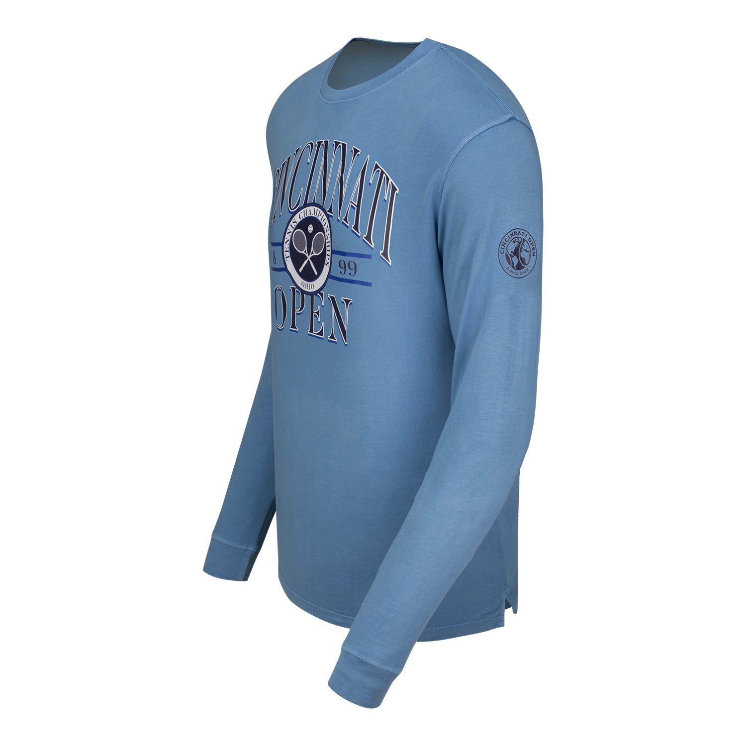 Ahead Cincinnati Open Long Sleeve T-Shirt in Blue Jean - Left Side