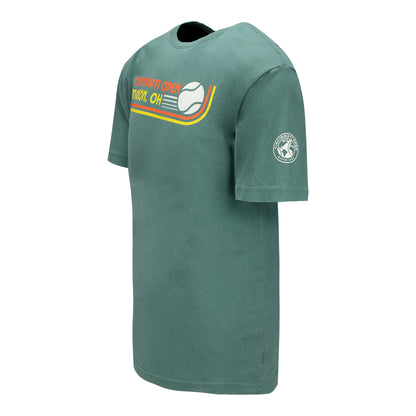 Legacy Cincinnati Open  Retro Tennis Ball T-Shirt in Dark Spruce Green - Left Side