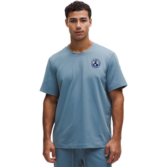 lululemon Cincinnati Open Soft Jersey T-Shirt in Heathered True Navy - Front Modeled