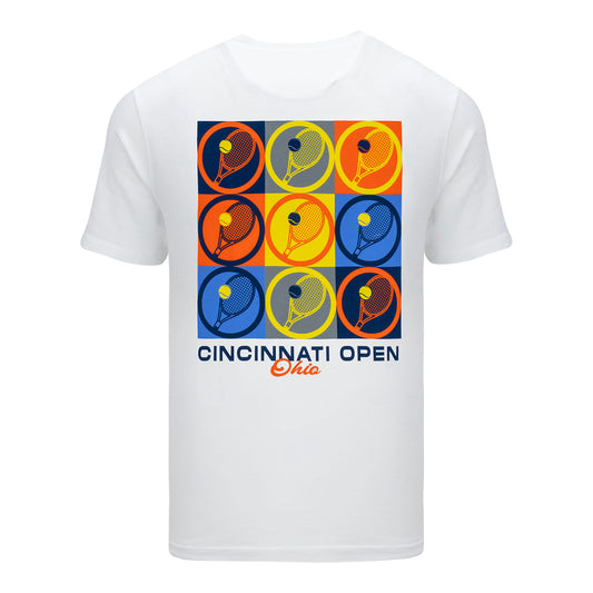 Ahead Cincinnati Open Chapman Racket Art T-Shirt in White - Back View
