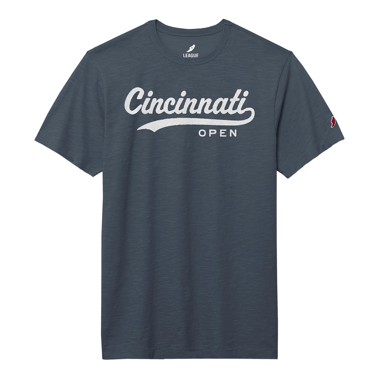 Legacy Cincinnati Open Text Jersey Slub T-Shirt in Spring Navy - Front