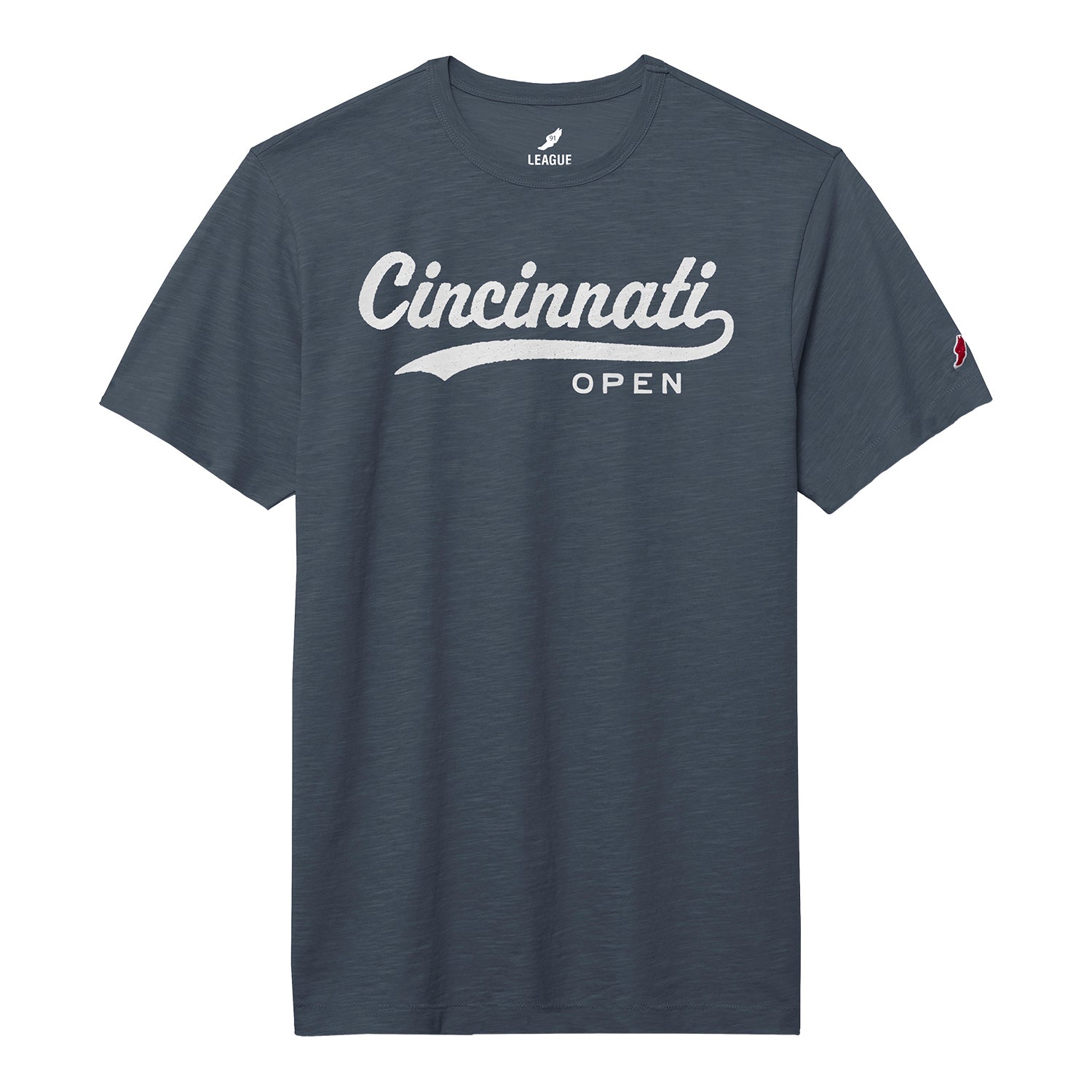 Legacy Cincinnati Open Text Jersey Slub T-Shirt in Spring Navy - Front